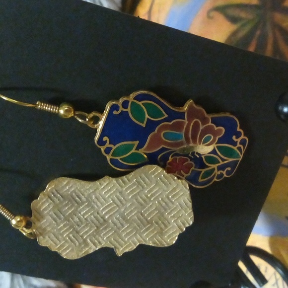 Vintage 80's costume butterfly earrings - Picture 3 of 3